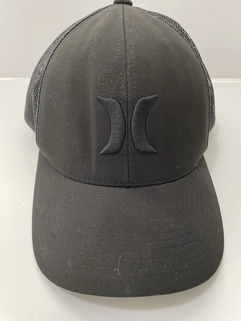 Hurley Black Trucker Hat Cap Tonal Logo Mesh Back SnapBack One Size